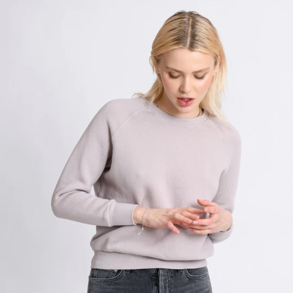 Perfect White Tee Lennon fleece shrunken sweatshirt in Mauve Mist XS